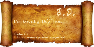 Benkovsky Dános névjegykártya